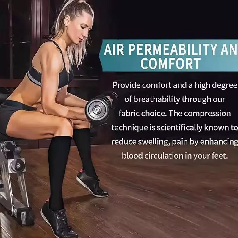 1Pair Compression Socks Blood Circulation Sports Socks Slimming Burn Fat Crossfit Solid Color Medical Compression Socks Athelete