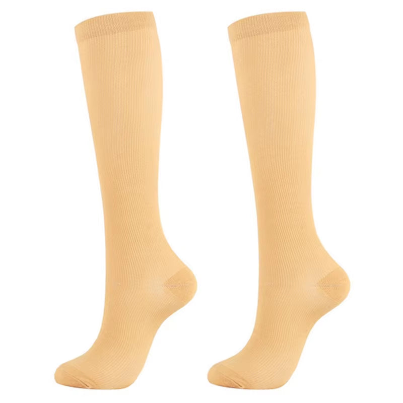 1Pair Compression Socks Blood Circulation Sports Socks Slimming Burn Fat Crossfit Solid Color Medical Compression Socks Athelete
